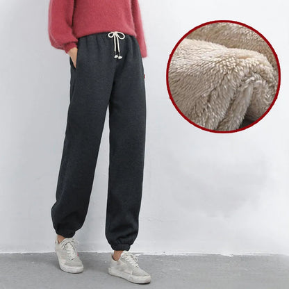 Women's Plus Size Fleece-Lined Winter Leggings - Thick Casual Trousers in Solid Colors