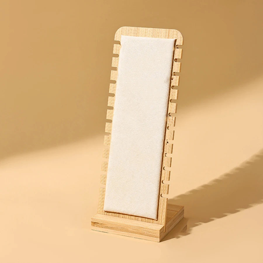 Bamboo and Wood Necklace Display Stand for Jewelry Storage and Photography Props