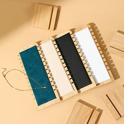 Bamboo and Wood Necklace Display Stand for Jewelry Storage and Photography Props